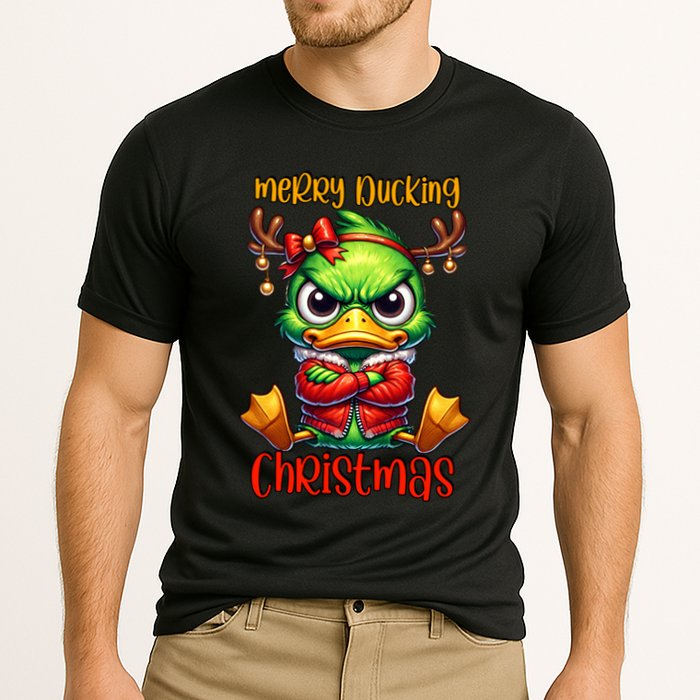 Merry Ducking Christmas Funny Sarcastic Grumpy Duck Performance Shirt