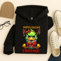 Merry Ducking Christmas Funny Sarcastic Grumpy Duck Hoodie