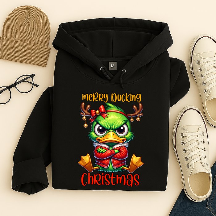 Merry Ducking Christmas Funny Sarcastic Grumpy Duck Hoodie