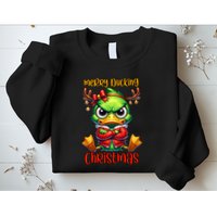 Merry Ducking Christmas Funny Sarcastic Grumpy Duck Sweatshirt