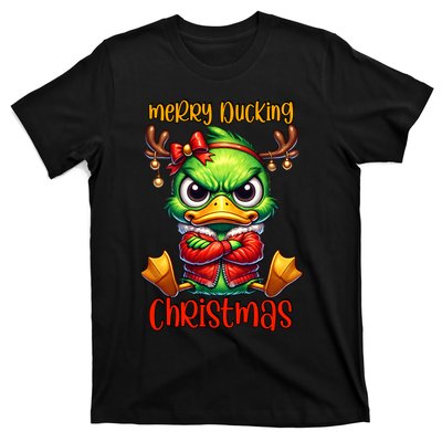 Merry Ducking Christmas Funny Sarcastic Grumpy Duck T-Shirt