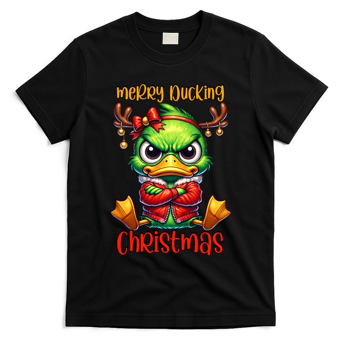 Merry Ducking Christmas Funny Sarcastic Grumpy Duck T-Shirt