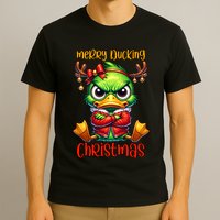 Merry Ducking Christmas Funny Sarcastic Grumpy Duck T-Shirt