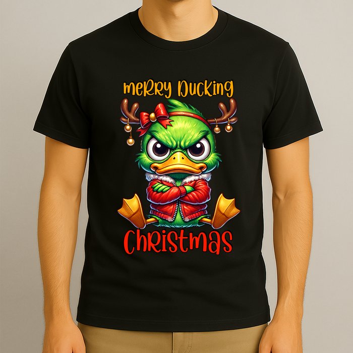 Merry Ducking Christmas Funny Sarcastic Grumpy Duck T-Shirt