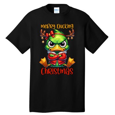 Merry Ducking Christmas Funny Sarcastic Grumpy Duck Tall T-Shirt