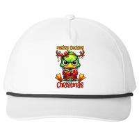 Merry Ducking Christmas Funny Sarcastic Grumpy Duck Snapback Five-Panel Rope Hat