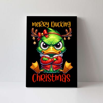 Merry Ducking Christmas Funny Sarcastic Grumpy Duck Canvas