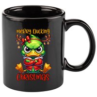 Merry Ducking Christmas Funny Sarcastic Grumpy Duck 11oz C Handle Ceramic Mug