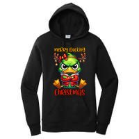 Merry Ducking Christmas Funny Sarcastic Grumpy Duck Women's Pullover Hoodie