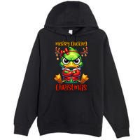 Merry Ducking Christmas Funny Sarcastic Grumpy Duck Premium Pullover Hoodie