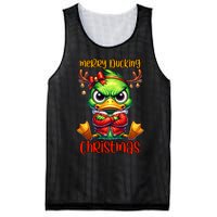 Merry Ducking Christmas Funny Sarcastic Grumpy Duck Mesh Reversible Basketball Jersey Tank