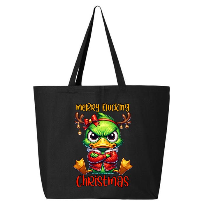 Merry Ducking Christmas Funny Sarcastic Grumpy Duck 25L Jumbo Tote
