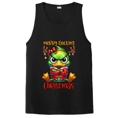 Merry Ducking Christmas Funny Sarcastic Grumpy Duck PosiCharge Competitor Tank