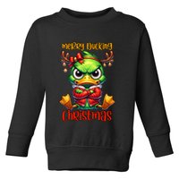 Merry Ducking Christmas Funny Sarcastic Grumpy Duck Toddler Sweatshirt