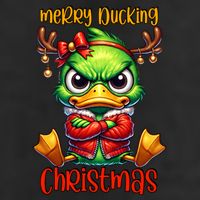 Merry Ducking Christmas Funny Sarcastic Grumpy Duck Trucker Hat