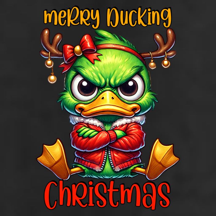 Merry Ducking Christmas Funny Sarcastic Grumpy Duck Trucker Hat