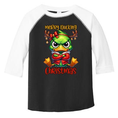 Merry Ducking Christmas Funny Sarcastic Grumpy Duck Toddler Fine Jersey T-Shirt