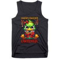 Merry Ducking Christmas Funny Sarcastic Grumpy Duck Tank Top