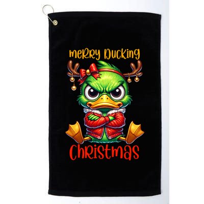 Merry Ducking Christmas Funny Sarcastic Grumpy Duck Golf Towel