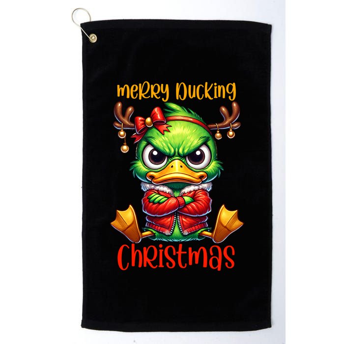Merry Ducking Christmas Funny Sarcastic Grumpy Duck Golf Towel