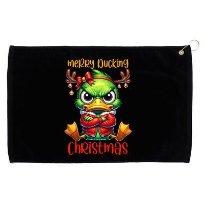 Merry Ducking Christmas Funny Sarcastic Grumpy Duck Grommeted Golf Towel