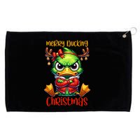 Merry Ducking Christmas Funny Sarcastic Grumpy Duck Grommeted Golf Towel