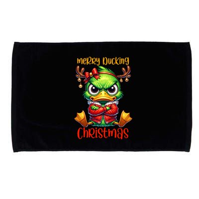 Merry Ducking Christmas Funny Sarcastic Grumpy Duck Microfiber Hand Towel