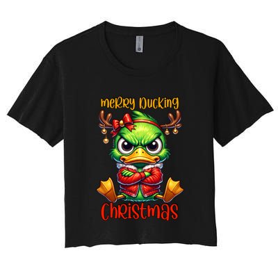 Merry Ducking Christmas Funny Sarcastic Grumpy Duck Crop Top
