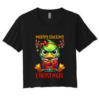 Merry Ducking Christmas Funny Sarcastic Grumpy Duck Crop Top