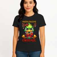 Merry Ducking Christmas Funny Sarcastic Grumpy Duck Womens T-Shirt