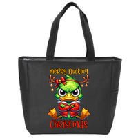 Merry Ducking Christmas Funny Sarcastic Grumpy Duck Zip Tote Bag
