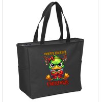 Merry Ducking Christmas Funny Sarcastic Grumpy Duck Zip Tote Bag