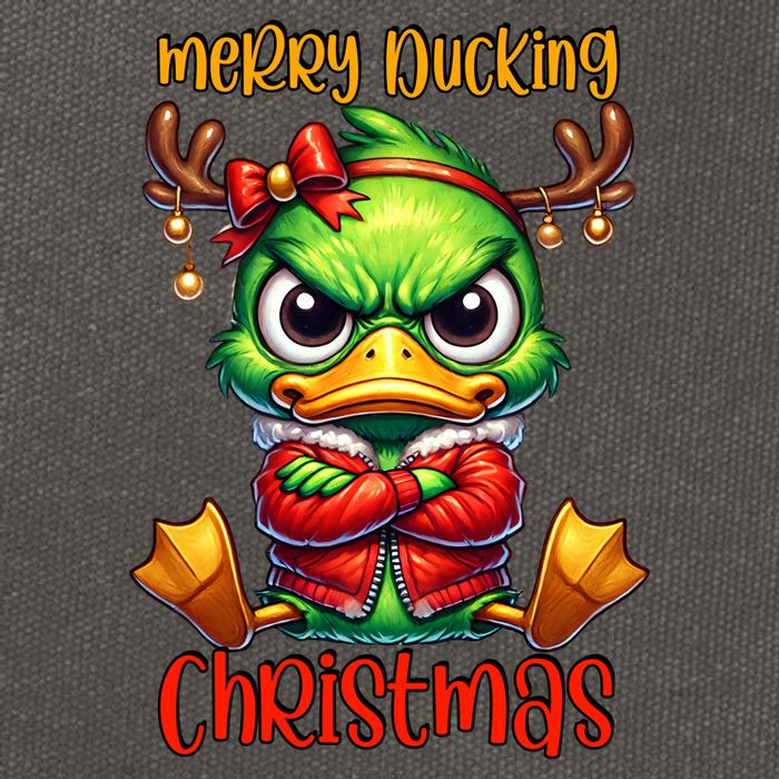 Merry Ducking Christmas Funny Sarcastic Grumpy Duck Cotton Canvas Backpack