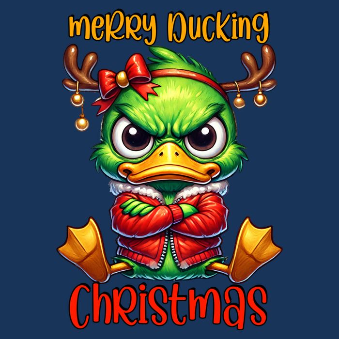 Merry Ducking Christmas Funny Sarcastic Grumpy Duck Infant Baby Jersey Bodysuit