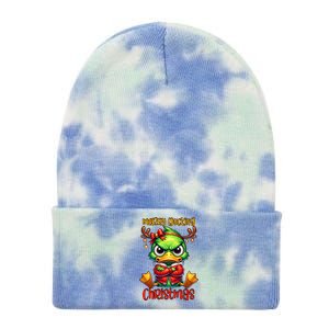 Merry Ducking Christmas Funny Sarcastic Grumpy Duck Tie Dye 12in Knit Beanie