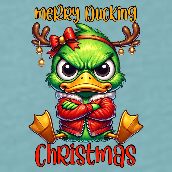 Merry Ducking Christmas Funny Sarcastic Grumpy Duck Sueded Cloud Jersey T-Shirt
