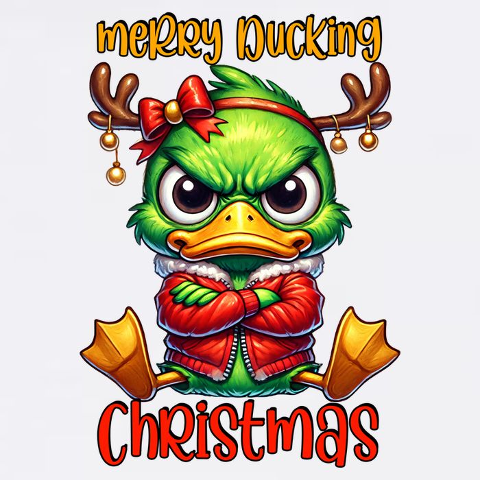 Merry Ducking Christmas Funny Sarcastic Grumpy Duck Garment-Dyed Sweatshirt