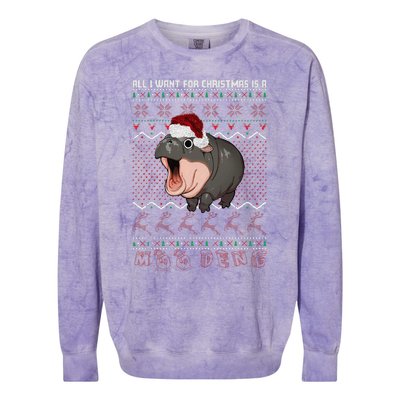 Moo Deng Christmas All I Want For Christmas Is A Moo Deng Colorblast Crewneck Sweatshirt