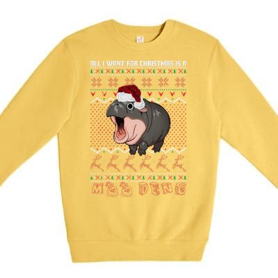 Moo Deng Christmas All I Want For Christmas Is A Moo Deng Premium Crewneck Sweatshirt