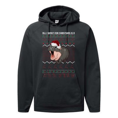 Moo Deng Christmas All I Want For Christmas Is A Moo Deng Performance Fleece Hoodie