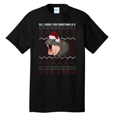 Moo Deng Christmas All I Want For Christmas Is A Moo Deng Tall T-Shirt