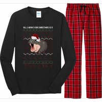 Moo Deng Christmas All I Want For Christmas Is A Moo Deng Long Sleeve Pajama Set