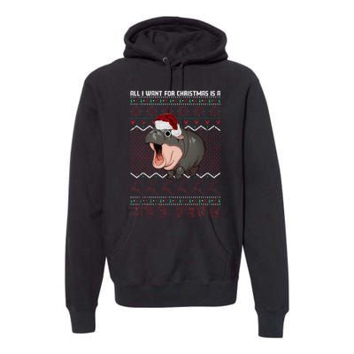 Moo Deng Christmas All I Want For Christmas Is A Moo Deng Premium Hoodie