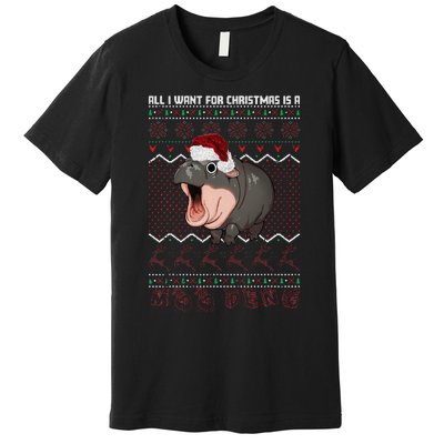 Moo Deng Christmas All I Want For Christmas Is A Moo Deng Premium T-Shirt