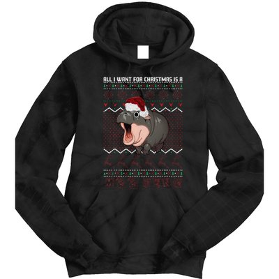 Moo Deng Christmas All I Want For Christmas Is A Moo Deng Tie Dye Hoodie