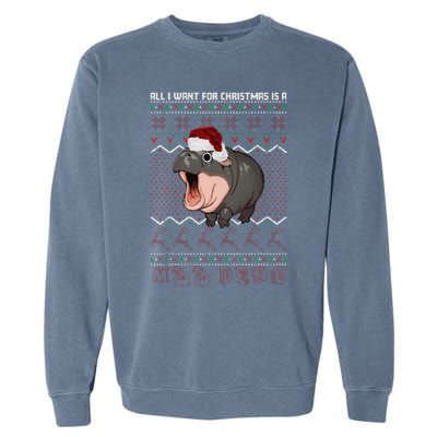 Moo Deng Christmas All I Want For Christmas Is A Moo Deng Garment-Dyed Sweatshirt