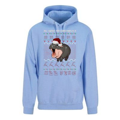 Moo Deng Christmas All I Want For Christmas Is A Moo Deng Unisex Surf Hoodie