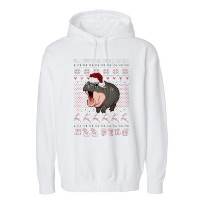 Moo Deng Christmas All I Want For Christmas Is A Moo Deng Garment-Dyed Fleece Hoodie