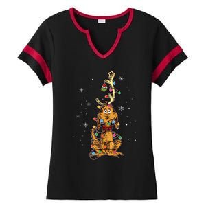 Max Dog Christmas Lights Funny Grinchmas Ladies Halftime Notch Neck Tee