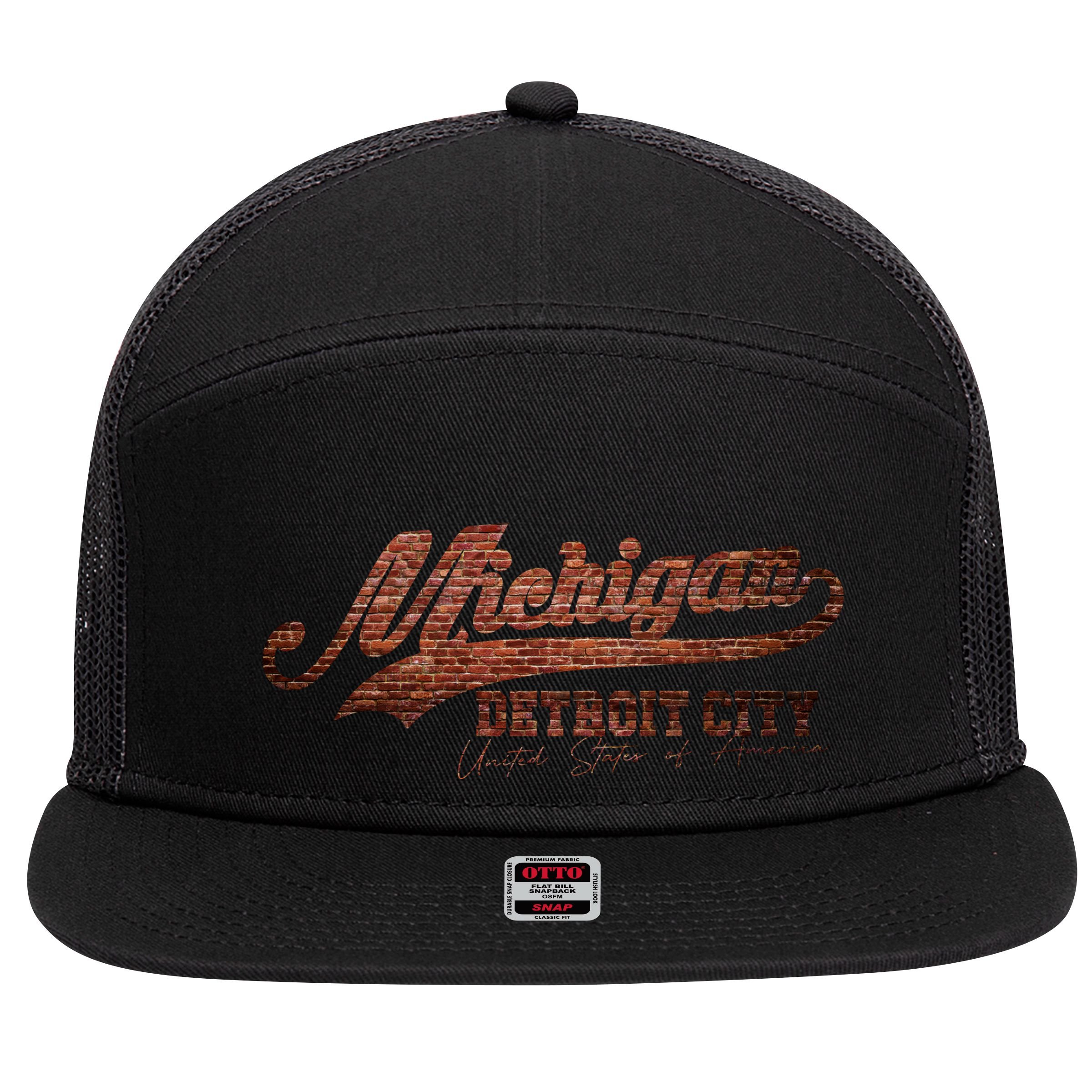 Michigan Detroit City Bricks 7 Panel Mesh Trucker Snapback Hat
